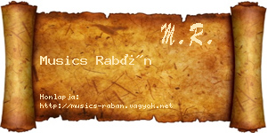 Musics Rabán névjegykártya